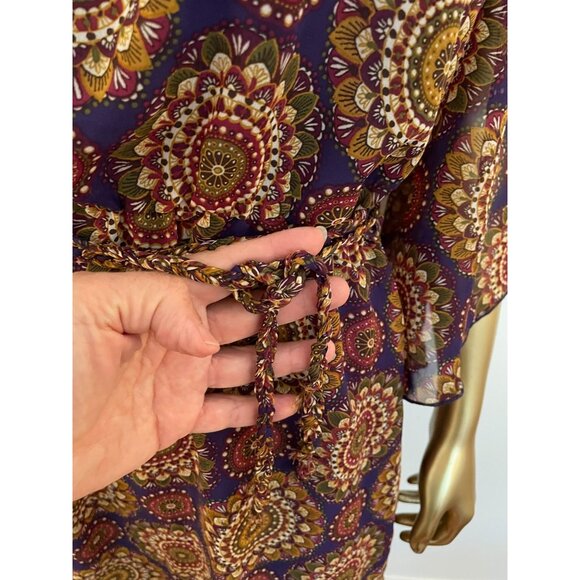 6 Degrees Purple Slip Dress & Boho Print Chiffon Dress - S Hippicore Tweecore Y2 - Picture 9 of 10